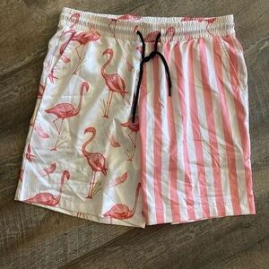 Pink Flamingo Print Swim Shorts